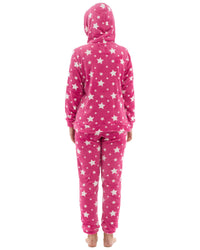 Womens Star Print Hooded Fleece Pyjamas