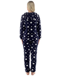 Womens Star Print Hooded Fleece Pyjamas
