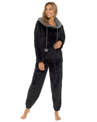 Womens Star Embossed Fleece Hooded Pyjamas