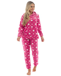 Womens Star Print Hooded Fleece Pyjamas