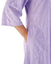 Slenderella Womens Floral Embossed Zip Dressing Gown