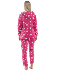 Womens Star Print Hooded Fleece Pyjamas