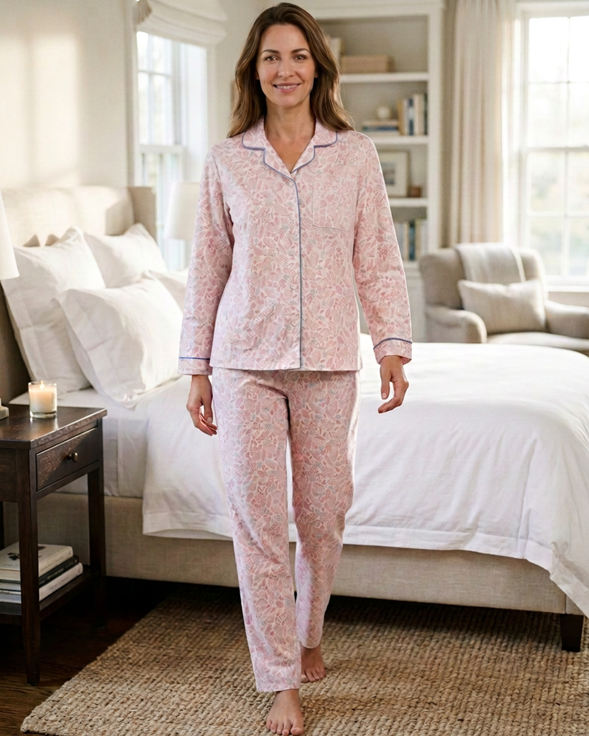 Marlon Womens 100% Cotton Wincyette Button Pyjamas