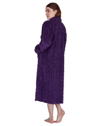 La Marquise Womens Diamond Jacquard Button Fleece Robe