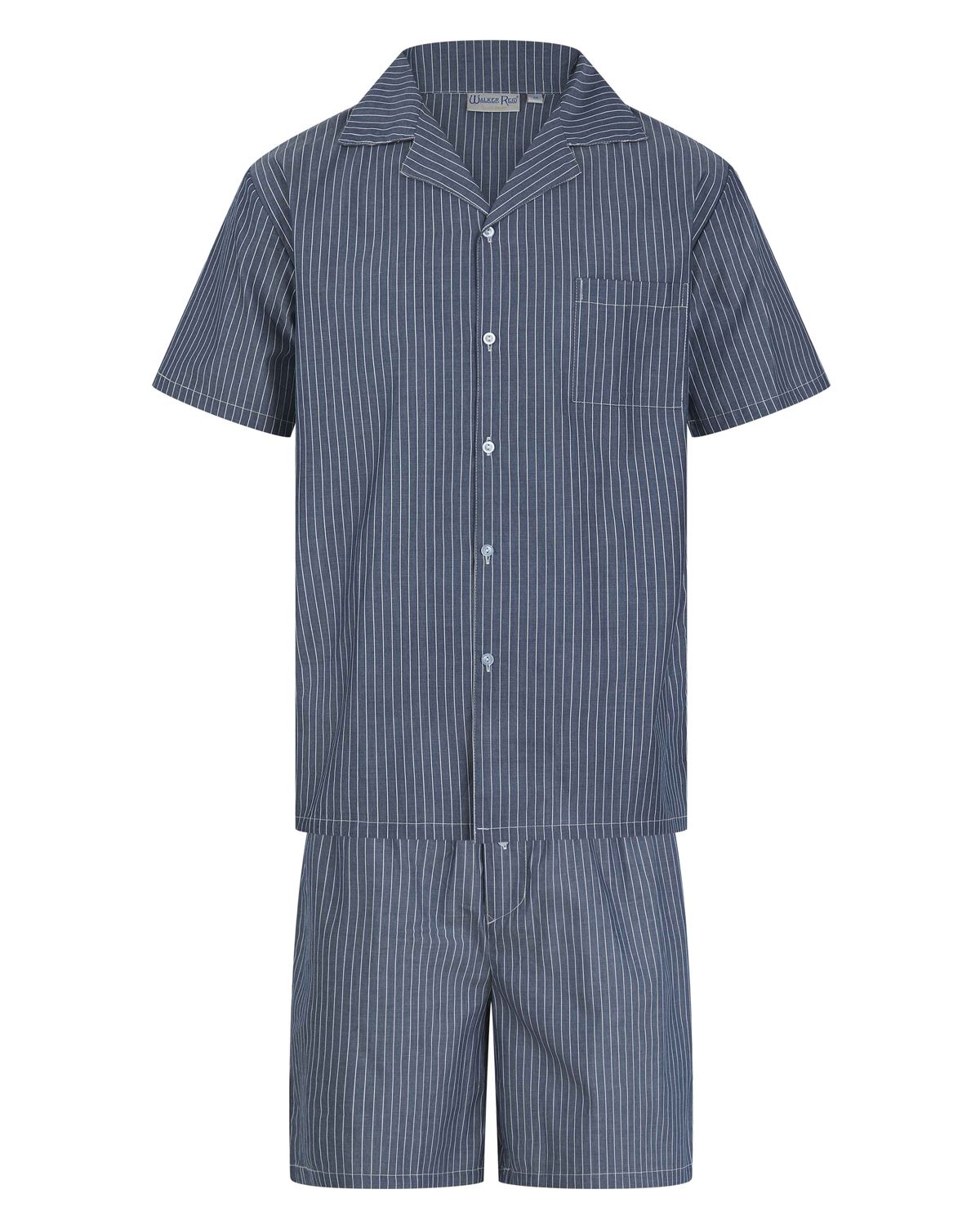 Walker Reid Mens Stripe Button Down Short Pyjamas