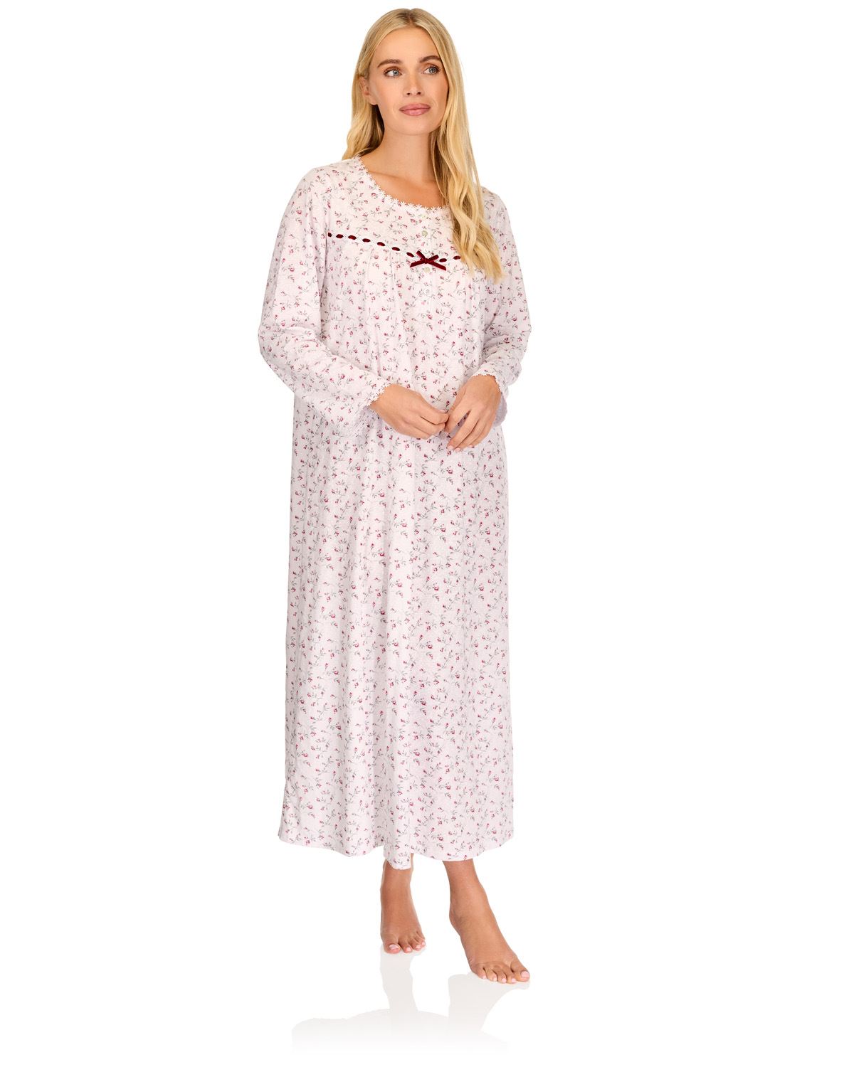 La Marquise Womens 'Velvet Rose' Long Sleeve Jersey Nightie