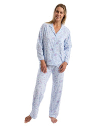 Marlon Ladies Bouquet Pastel Revere Long Sleeve Pyjamas