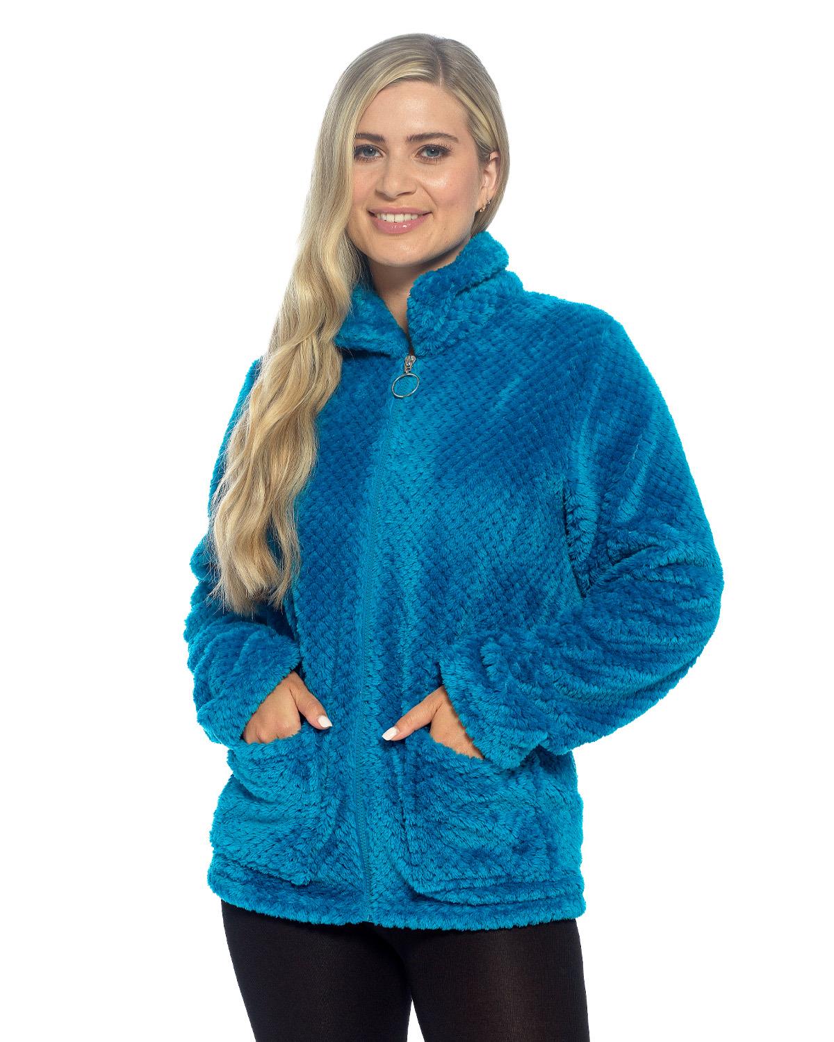 Slumber Hut Womens Waffle Fleece Zip Bed Jacket
