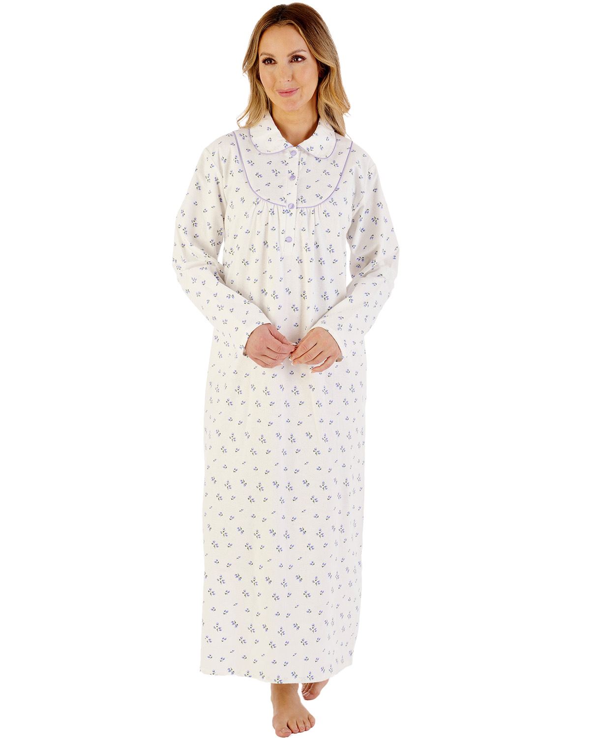 Slenderella Womens Floral Printed Flannel 51" Woven Nightdress
