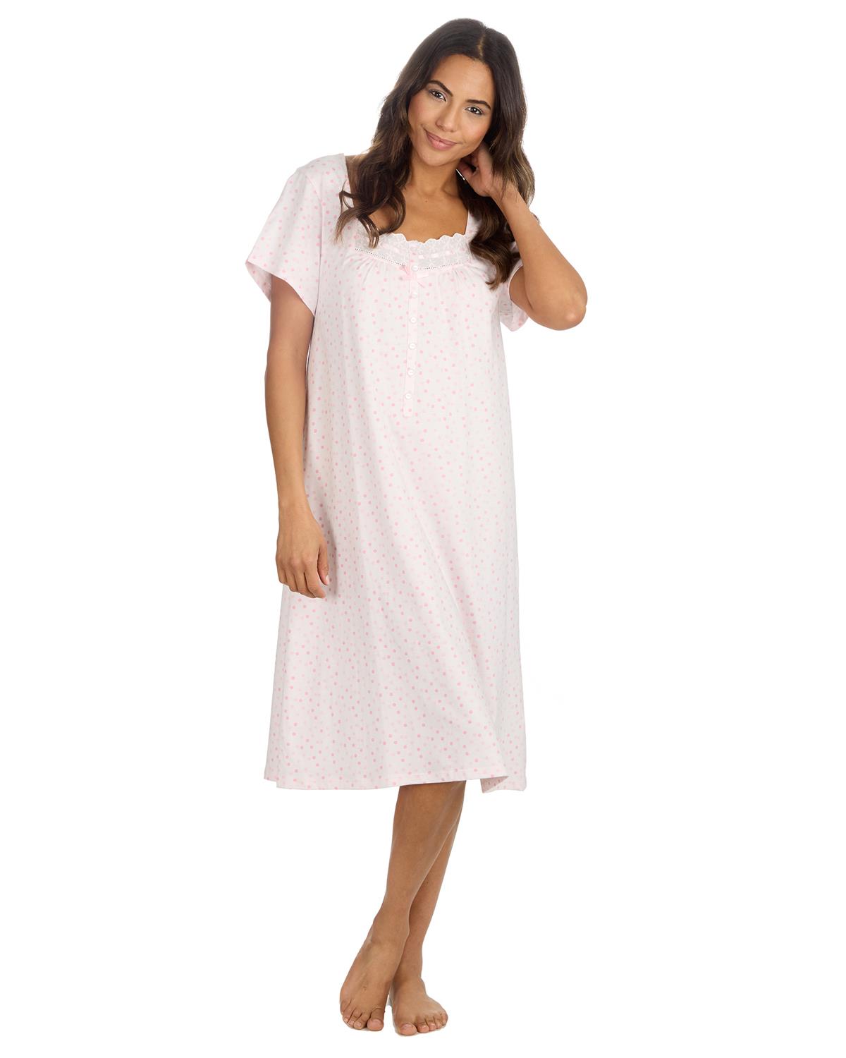 Cottonique Womens Jersey Cotton Short Sleeve Nightie
