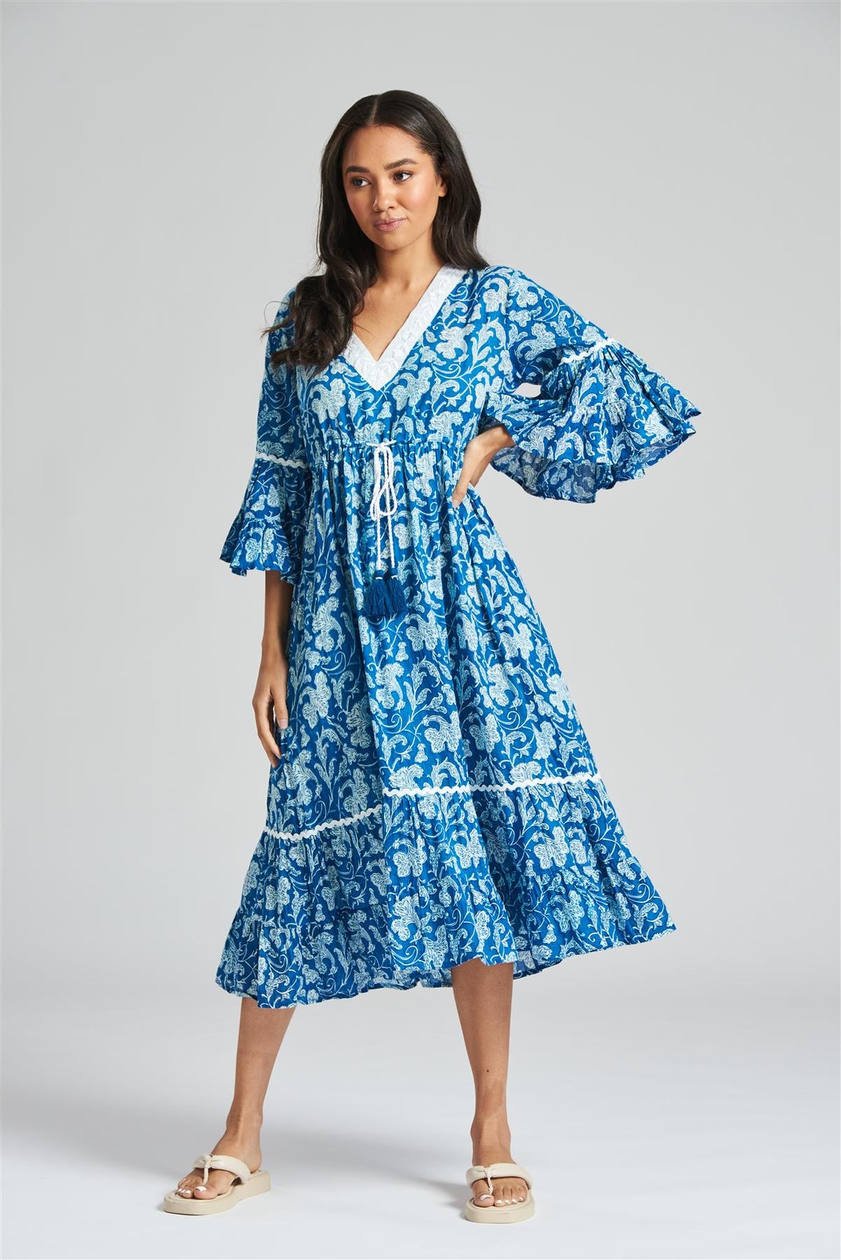 South Dress Womens Frilly Cotton Summer Dress