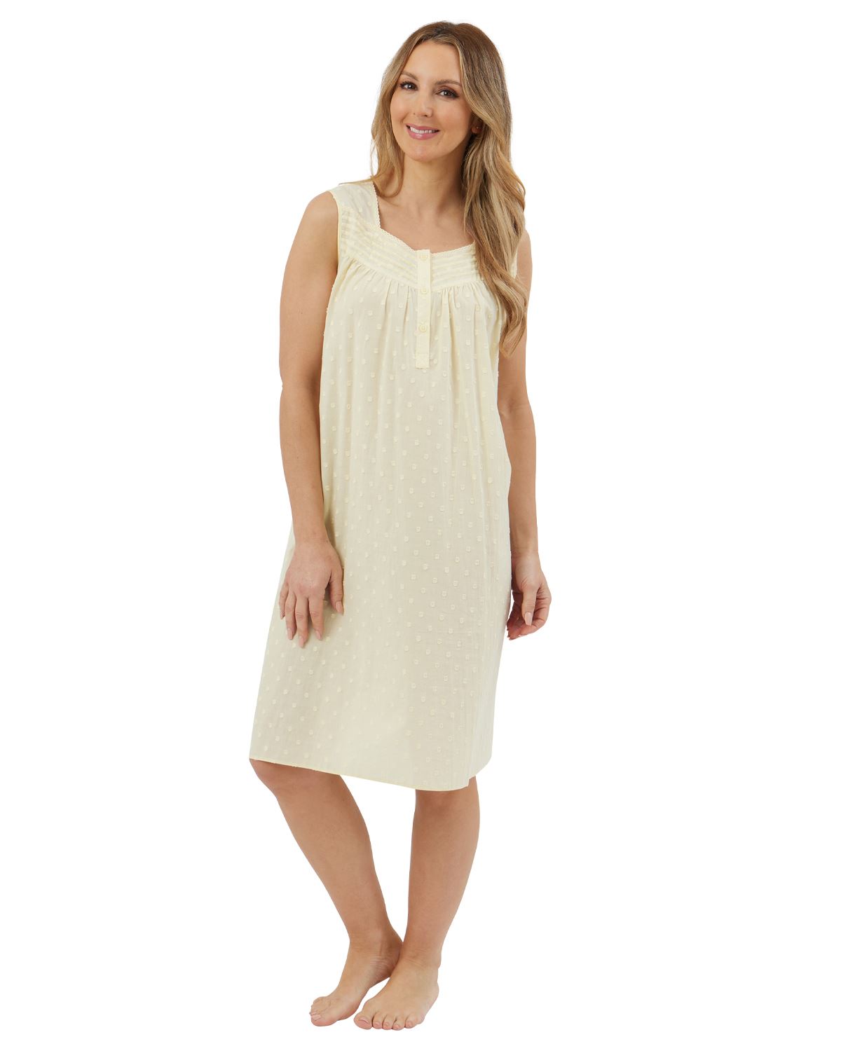 Marlon Womens Linear Floral 40" Sleeveless Button Nightie