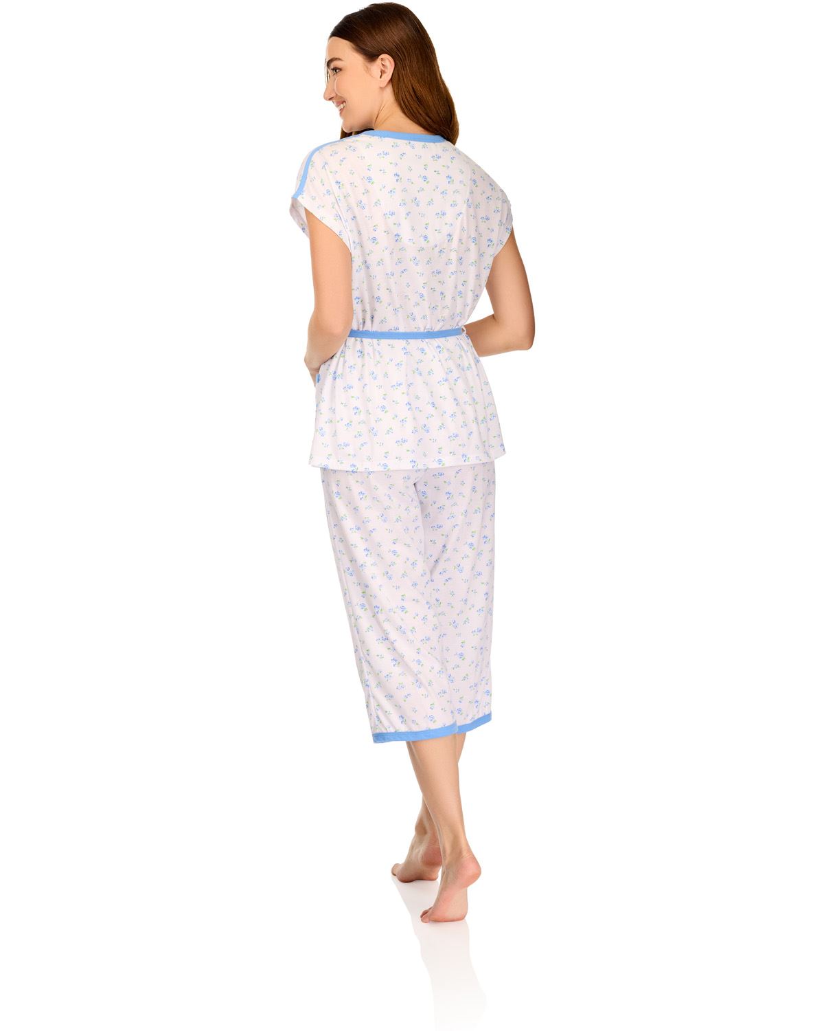 La Marquise Womens 'Vintage Blossoms' Short Sleeve Cropped Pyjamas