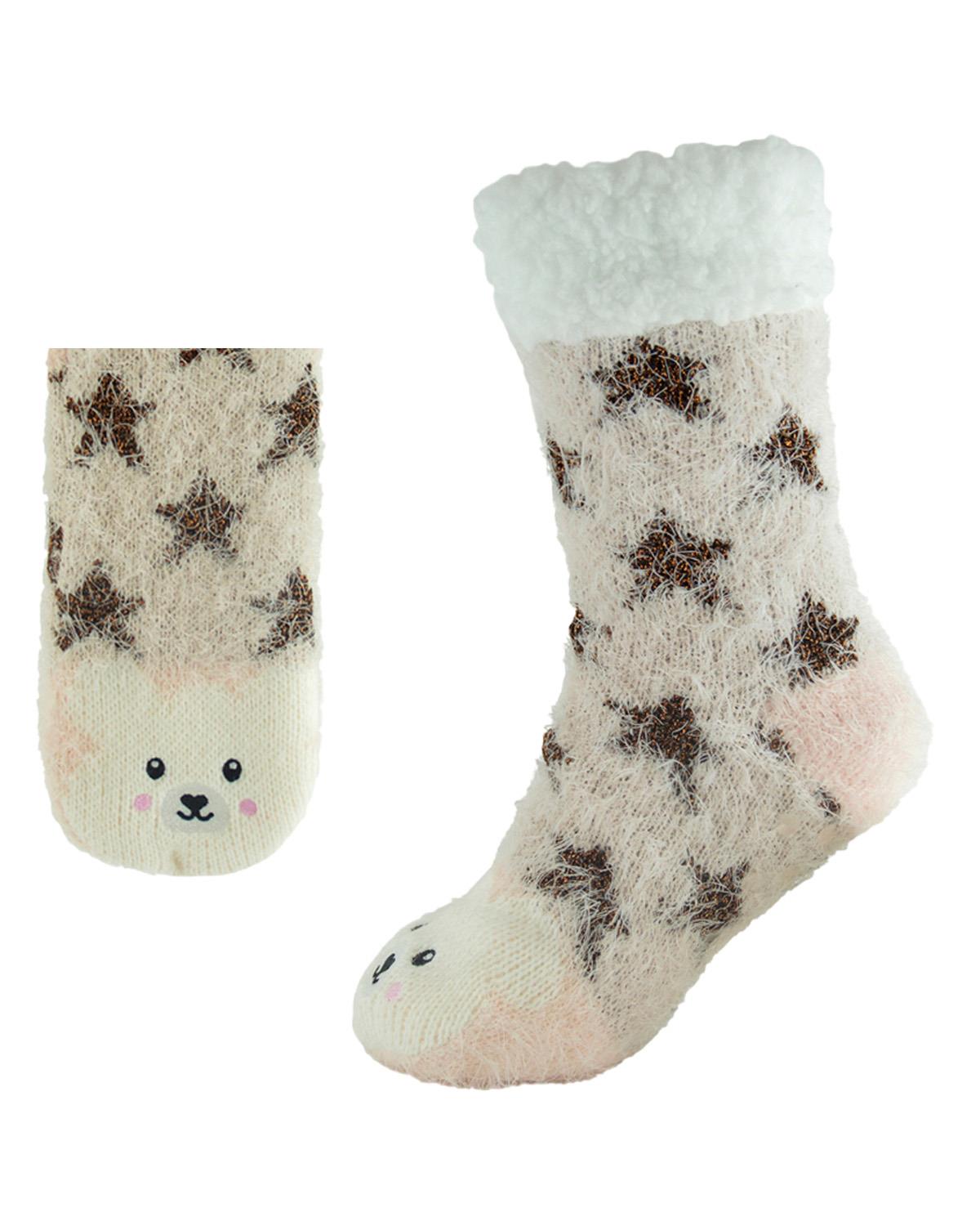 Foxbury Womens Sherpa Lined Animal Slippers Socks