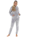 Womens Long Pile Fleece Hooded Pyjamas