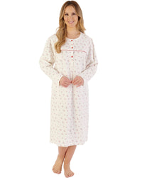 Slenderella Womens Floral Printed Flannel 43" Woven Nightdress