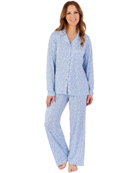 Slenderella Womens Gaspe Supersoft Floral Long Sleeve Pyjamas