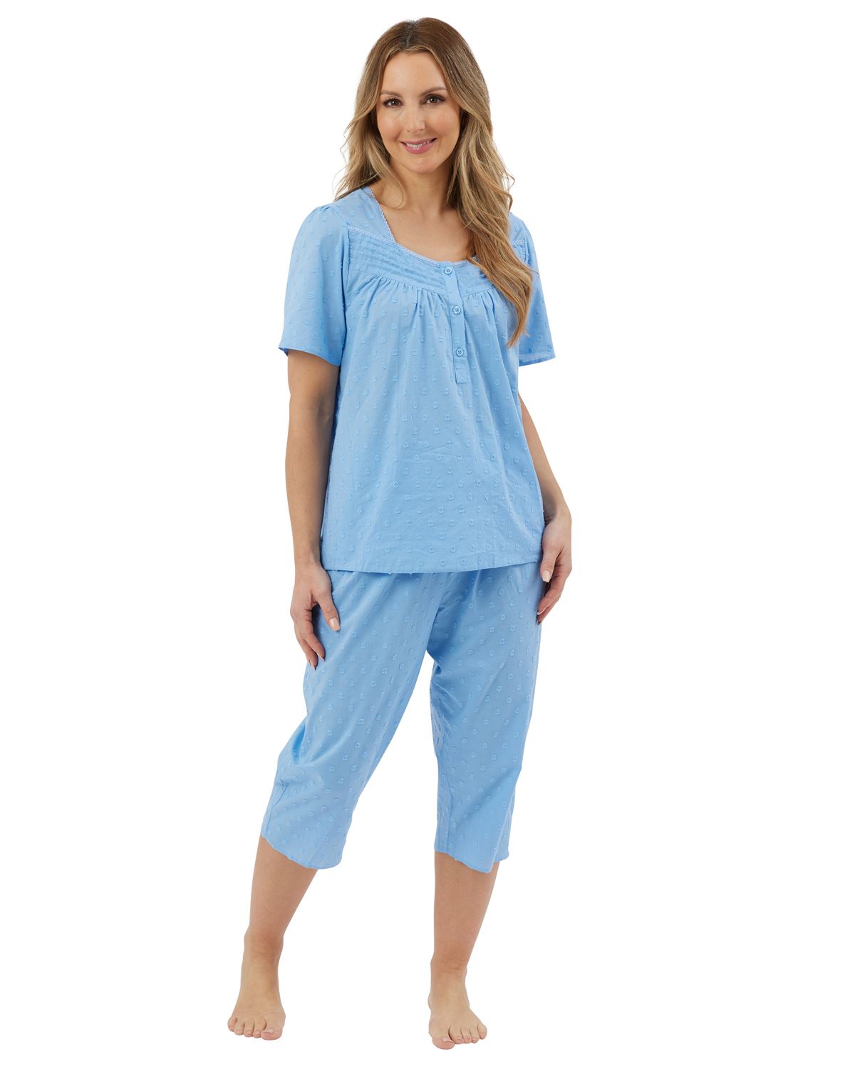 Marlon Womens Dobby Spot Cropped Pyjamas