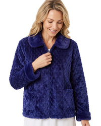 Marlon Womens Faux Fur Puff Fleece Zip Bedjacket