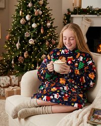 Huggable Kids Christmas Print Oversized Hoodie