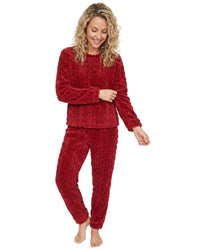 Indigo Sky Womens Cable Effect Fleece Pyjamas