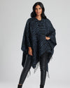 South Beach Womens Jacquard Fringe Poncho