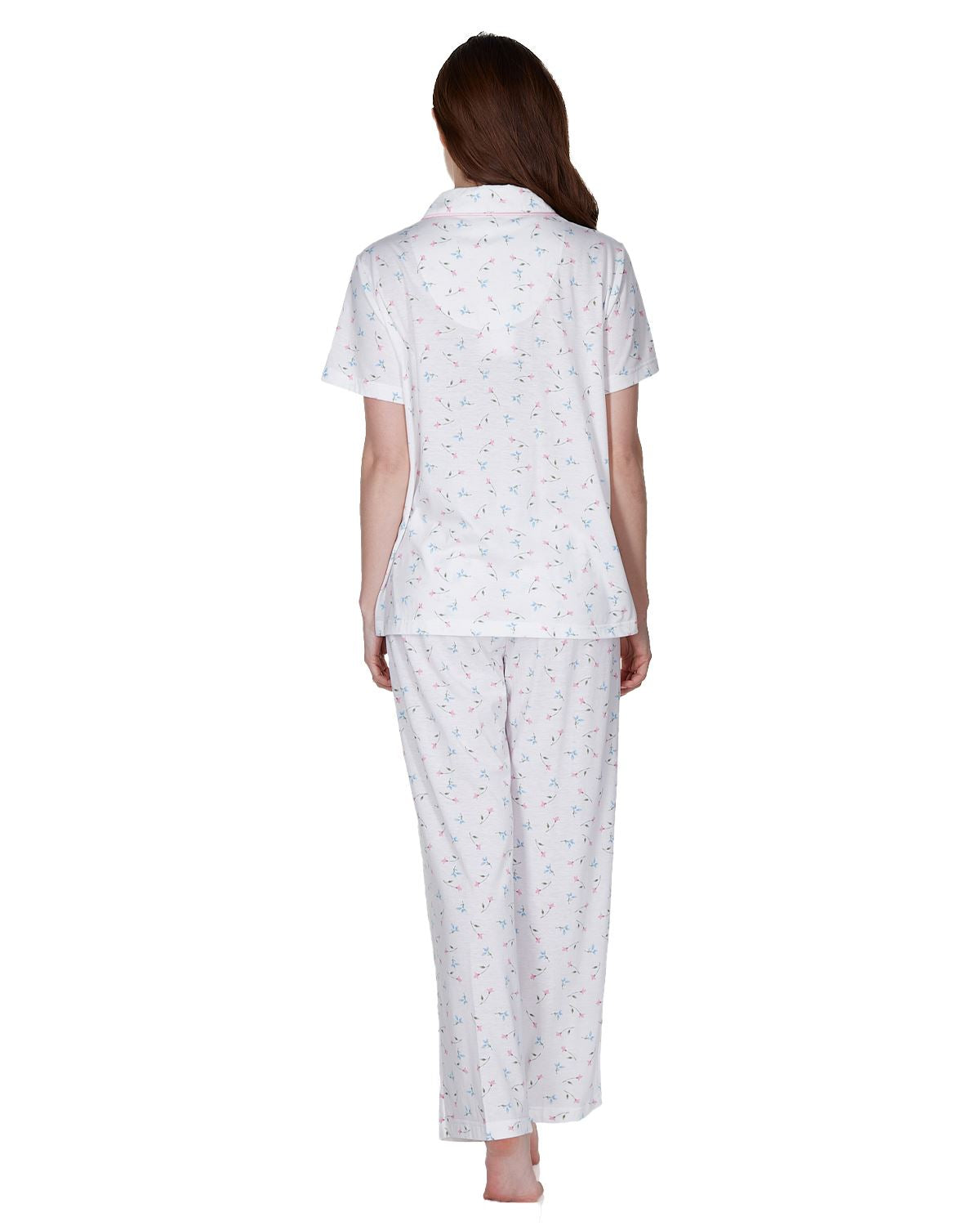 La Marquise Womens Flower Leaf Jersey Short Sleeve Pyjamas