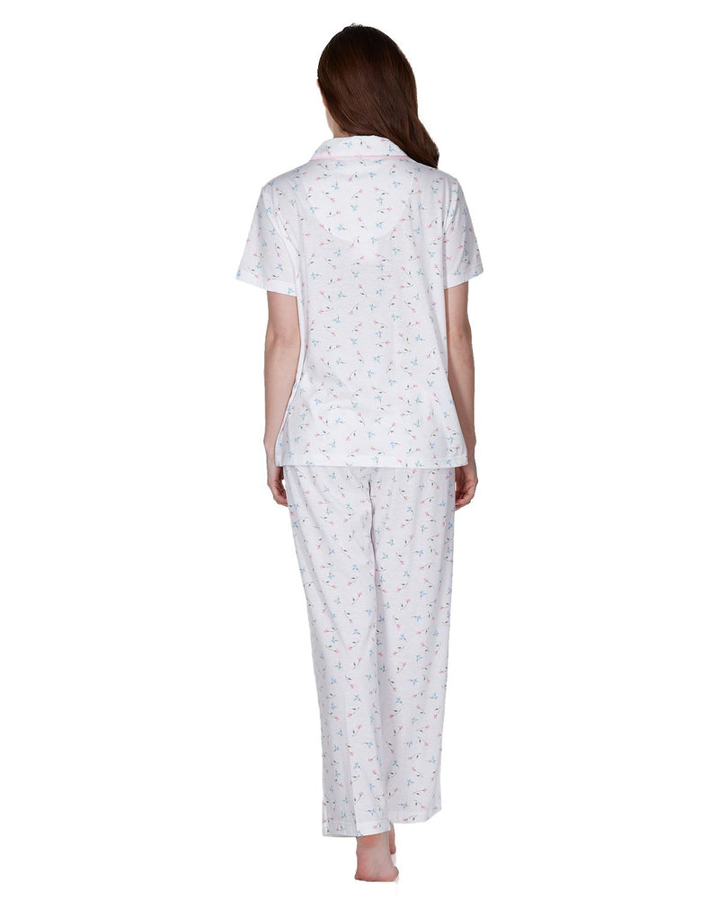 La Marquise Womens Flower Leaf Jersey Short Sleeve Pyjamas