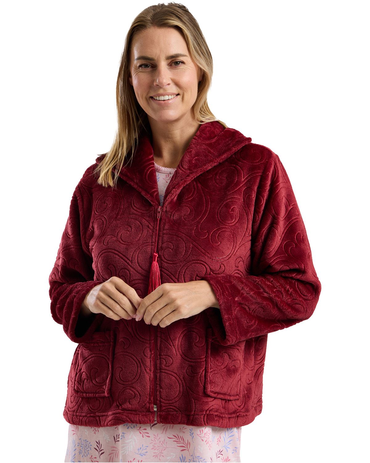 Marlon Womens Swirl Fleece Zip Bedjacket