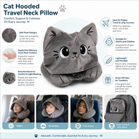 Hoodeazzz Adoramals Plush Memory Foam Travel Pillow & Hood