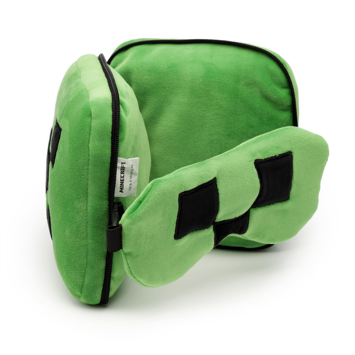 Relaxeazzz Minecraft Creeper Plush Travel Pillow & Eye Mask