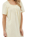 Marlon Womens Linear Floral 45" Short Sleeve Button Nightie