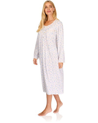 La Marquise Womens 'Vintage Blossoms' Long Sleeve Jersey Nightie
