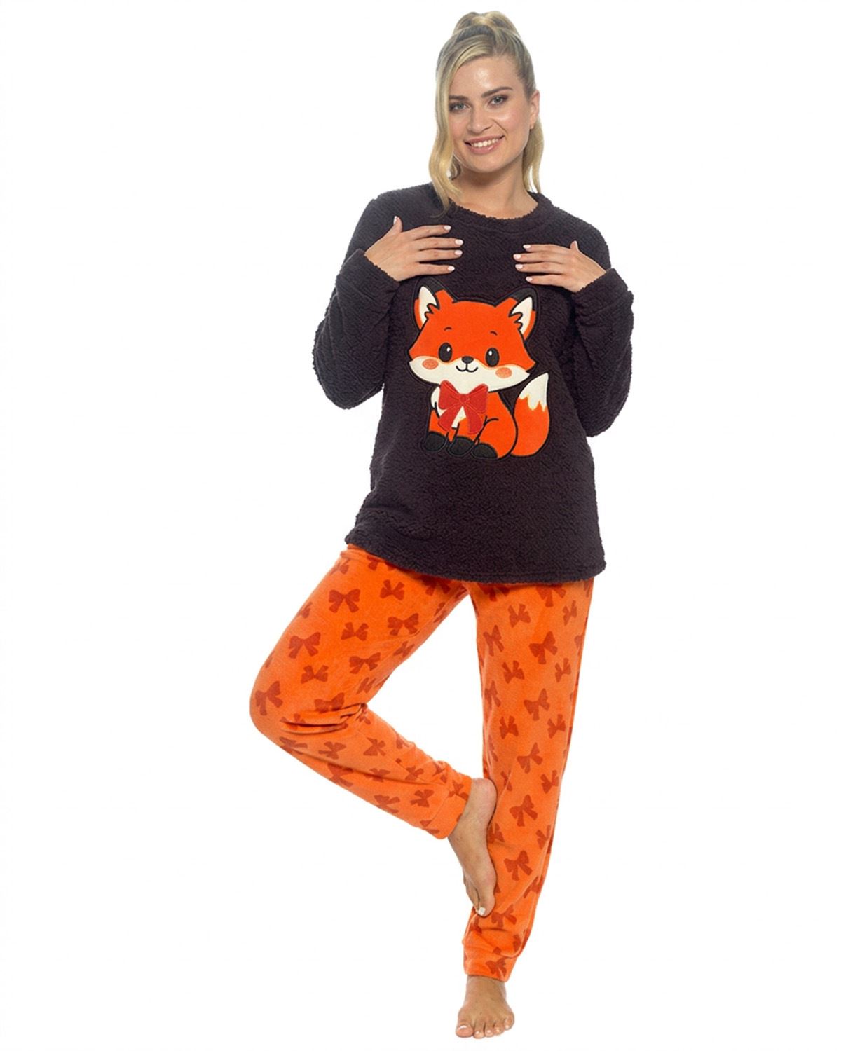 Foxbury Womens Winter Fleece Pyjama Set