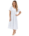 Marlon Womens Sketch Floral 45" Short Sleeve Nightie