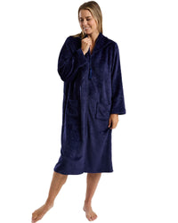 Marlon Womens Swirl Fleece Zip Housecoat