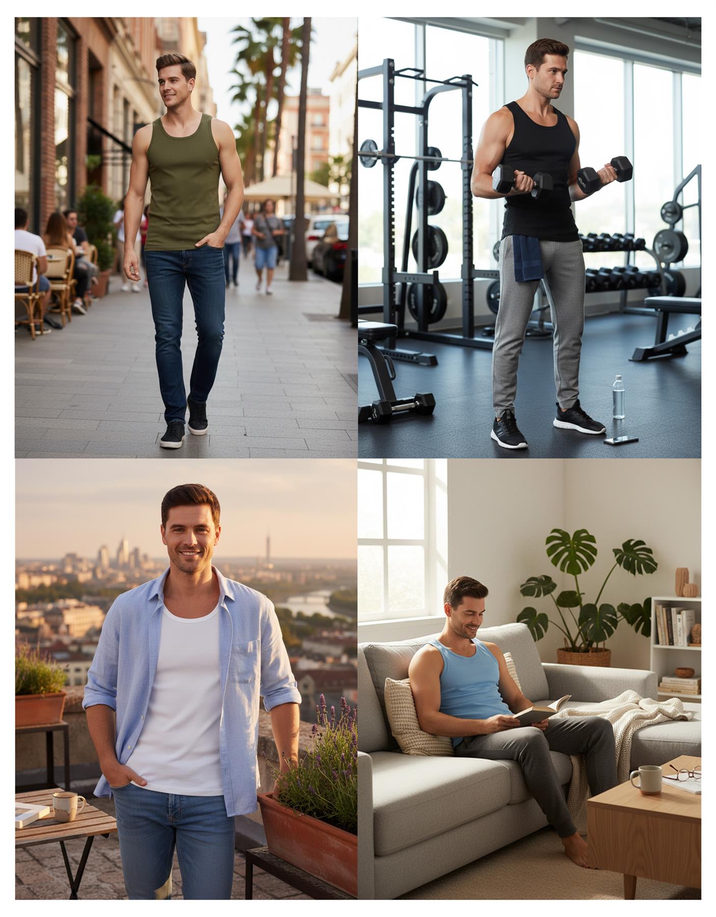Slumber Hut Mens 6 Pack 100% Cotton Jersey Vests