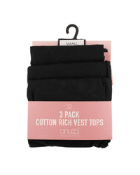 Anucci Womens 3 Pack Cotton Rich Vest Tops