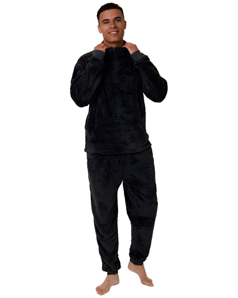 Loungeable Mens Sherpa Fleece 1/4 Zip Lounge Jumper