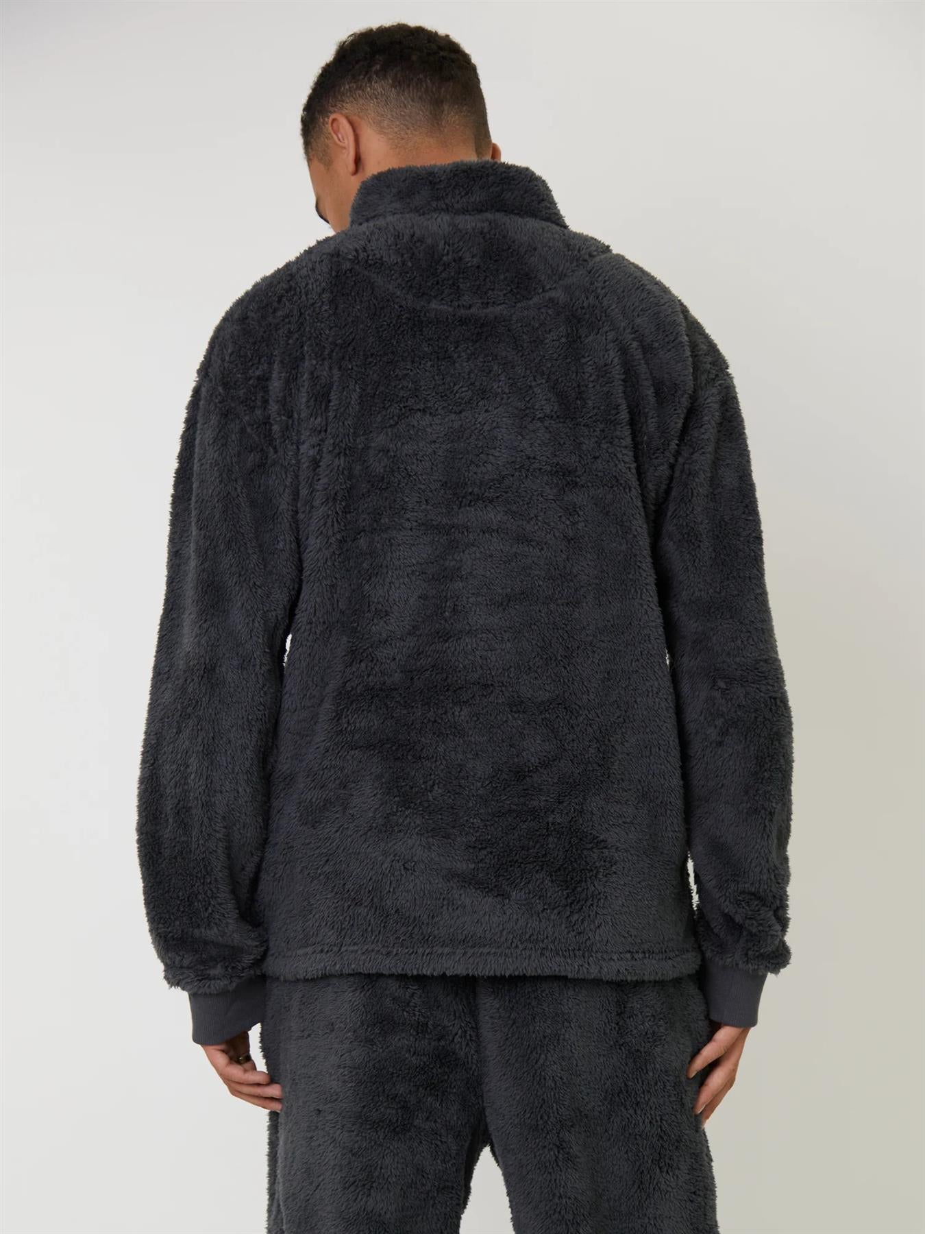 Loungeable Mens Sherpa Fleece 1/4 Zip Lounge Jumper