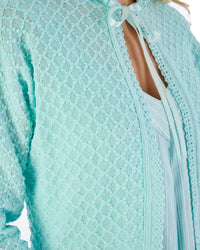 Slenderella Womens 3/4 Sleeve Fancy Knit Ribbon Tie Bedjacket