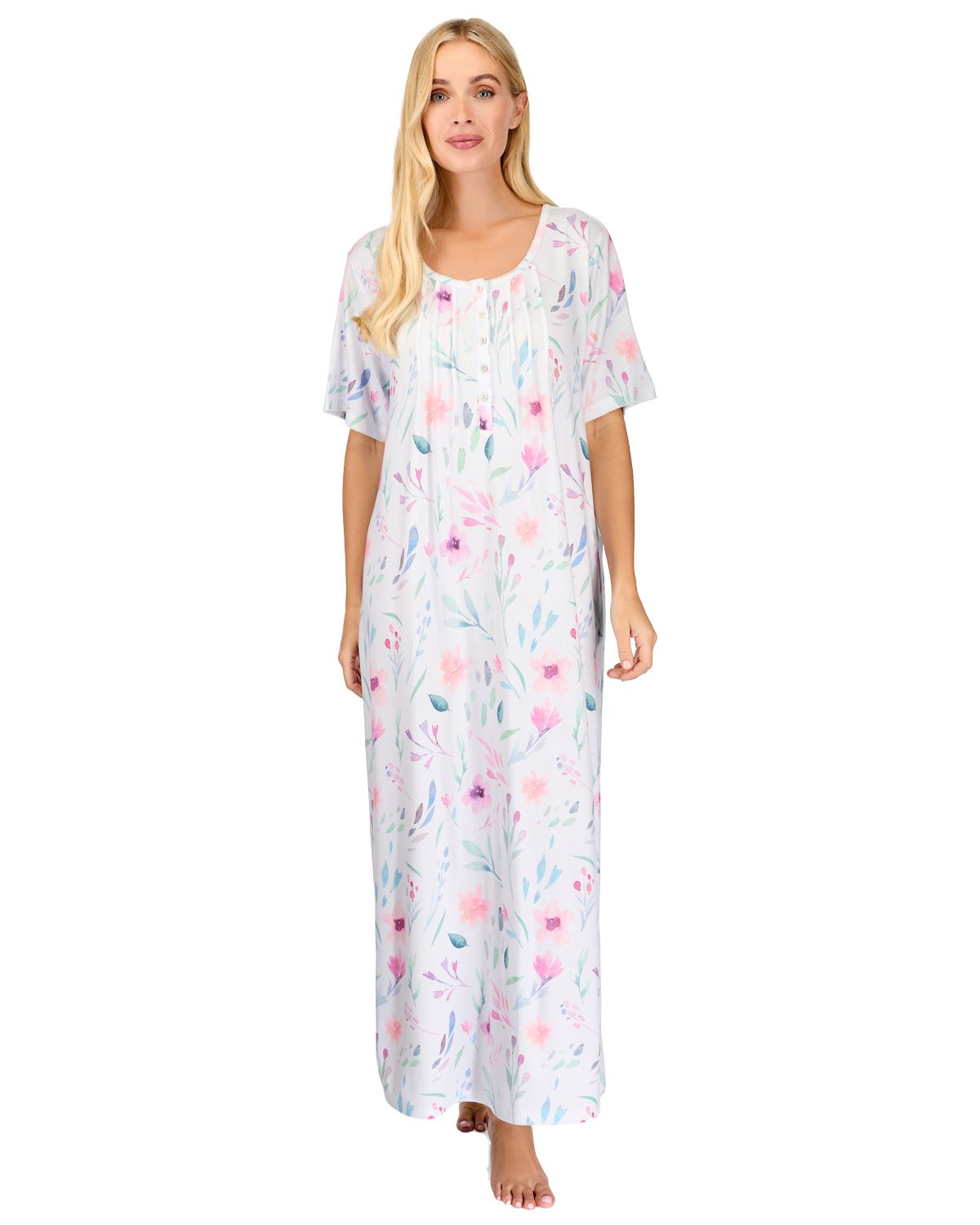 La Marquise Womens 'Watercolours' 43" & 50" Short Sleeve Nightie