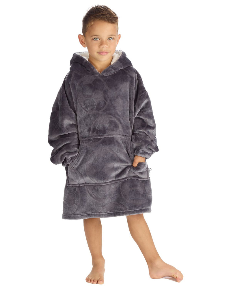 Huggable Kids Embossed Football Oversized Hoodie
