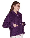 La Marquise Womens Diamond Jacquard Button Fleece Bed Jacket