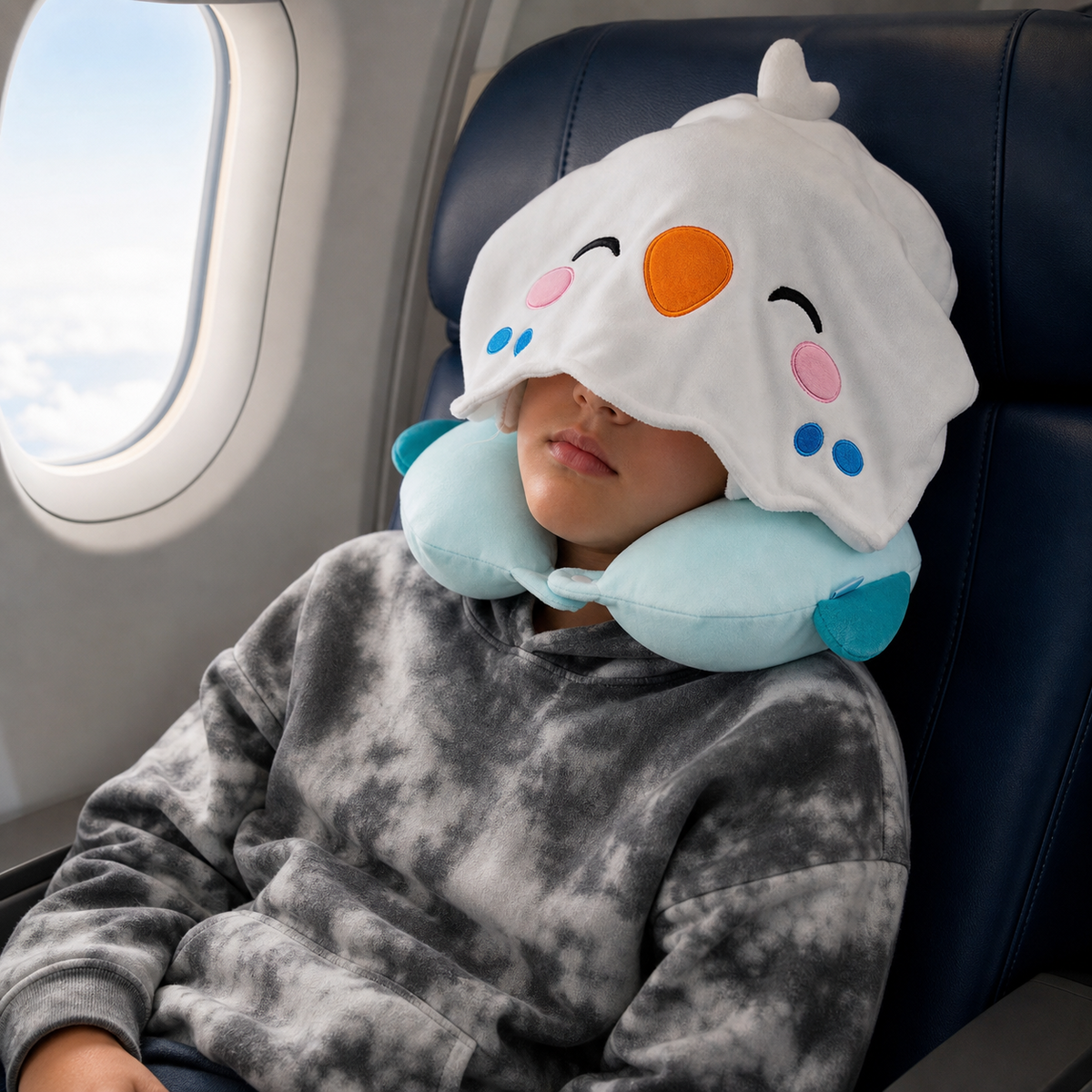 Hoodeazzz Adoramals Plush Memory Foam Travel Pillow & Hood