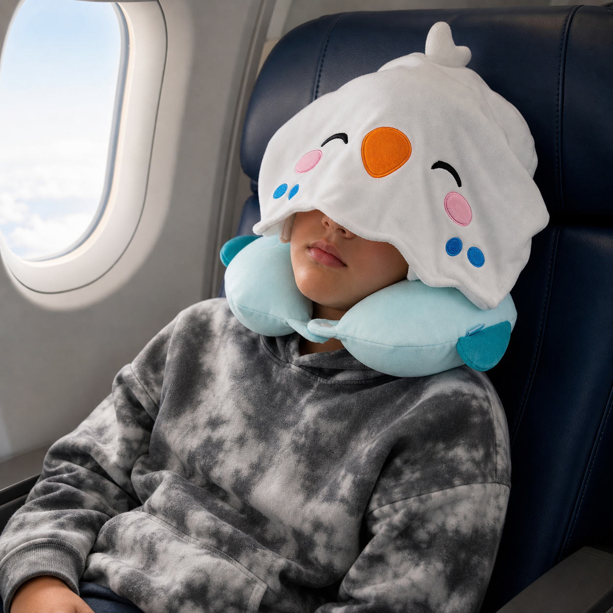 Hoodeazzz Adoramals Plush Memory Foam Travel Pillow & Hood