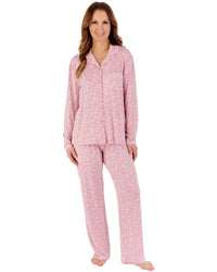 Slenderella Womens Gaspe Supersoft Floral Long Sleeve Pyjamas