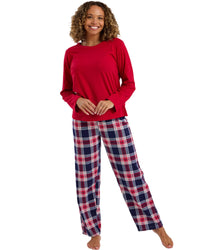 Indigo Sky Womens 100% Cotton Jersey Checked Pyjamas