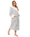 Womens Textured Fleece Sherpa Trim Dressing Gown