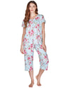 La Marquise 'Pink Rose' Short Sleeve Cropped Pyjamas